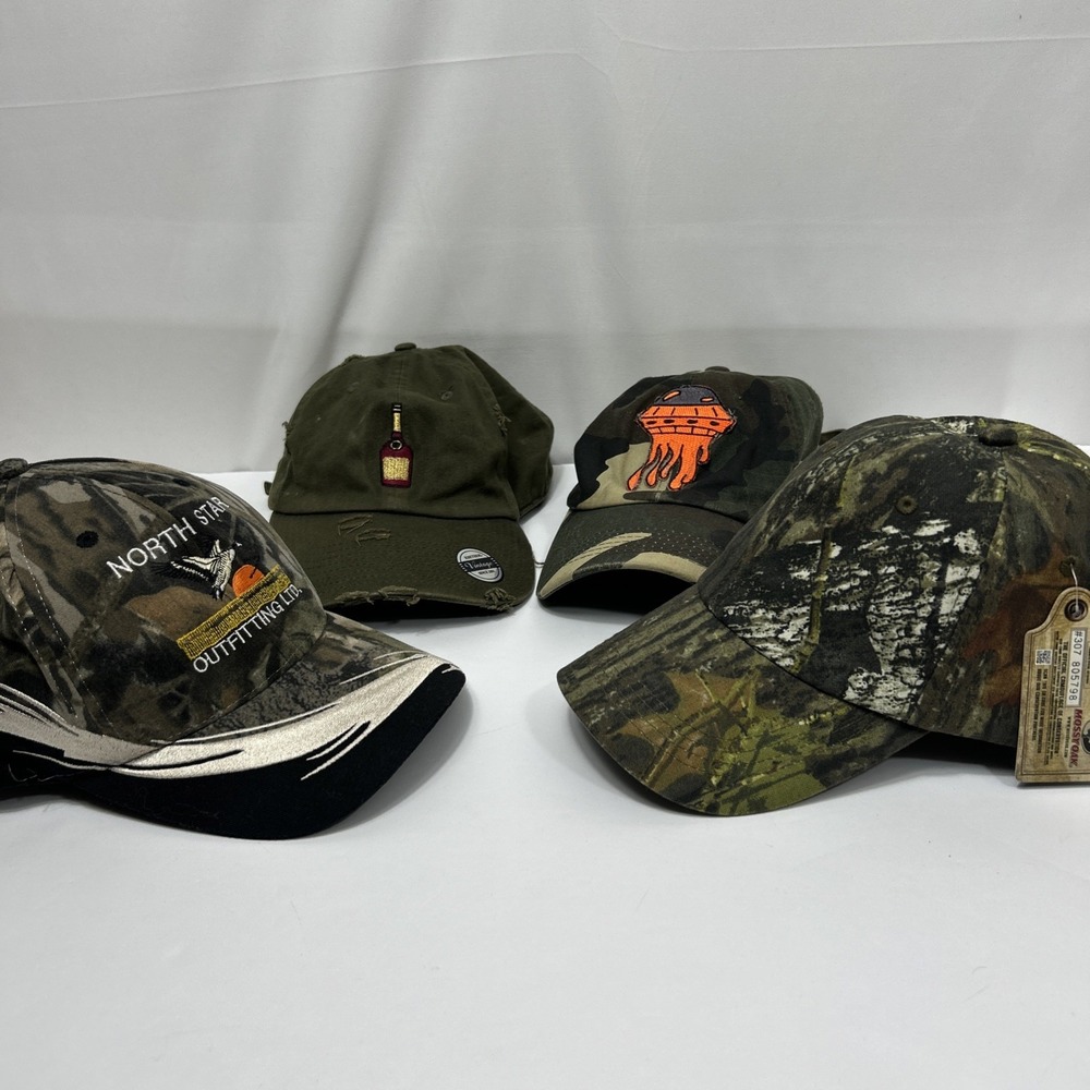 4 Pack Mixed Camo Baseball Caps Hunting Tactical Trucker Dad Hat Bundle Lot